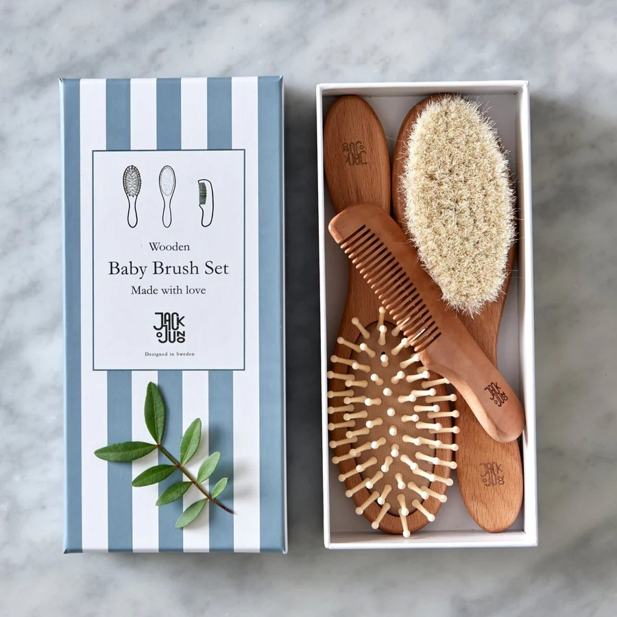 Wooden Baby Hairbrush Set