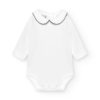 Edged pique collar bodysuit marine