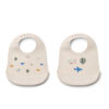 Tilda printed bib 2 pack aviater/ecru