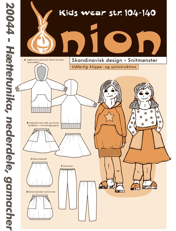 Onion 20044 Hættetunika, nederdele, gamache, shorts Str 104-140