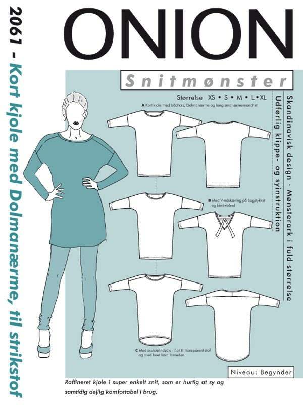 Onion 2061 Kort kjole med Dolmannermer, til elastiske stoffer