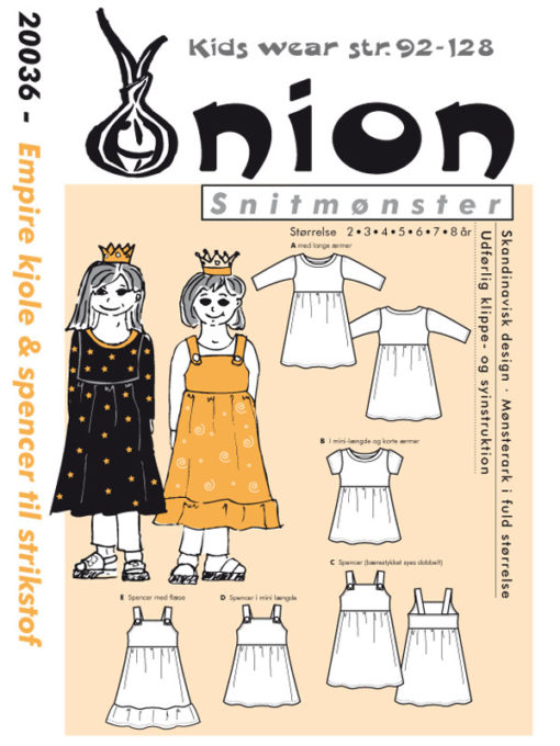 Onion 20036 Empire kjole & spencer til strikstof Str 92-128