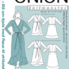 Onion 2076 Slå-om kjole med flæse til strikstof