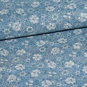 Småblomstret på blå, rayon/bomull, bit 50 cm