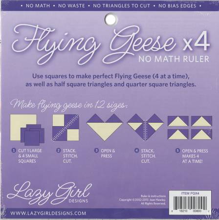 Flying Geese x 4 No Math Ruler 8,25" SQ