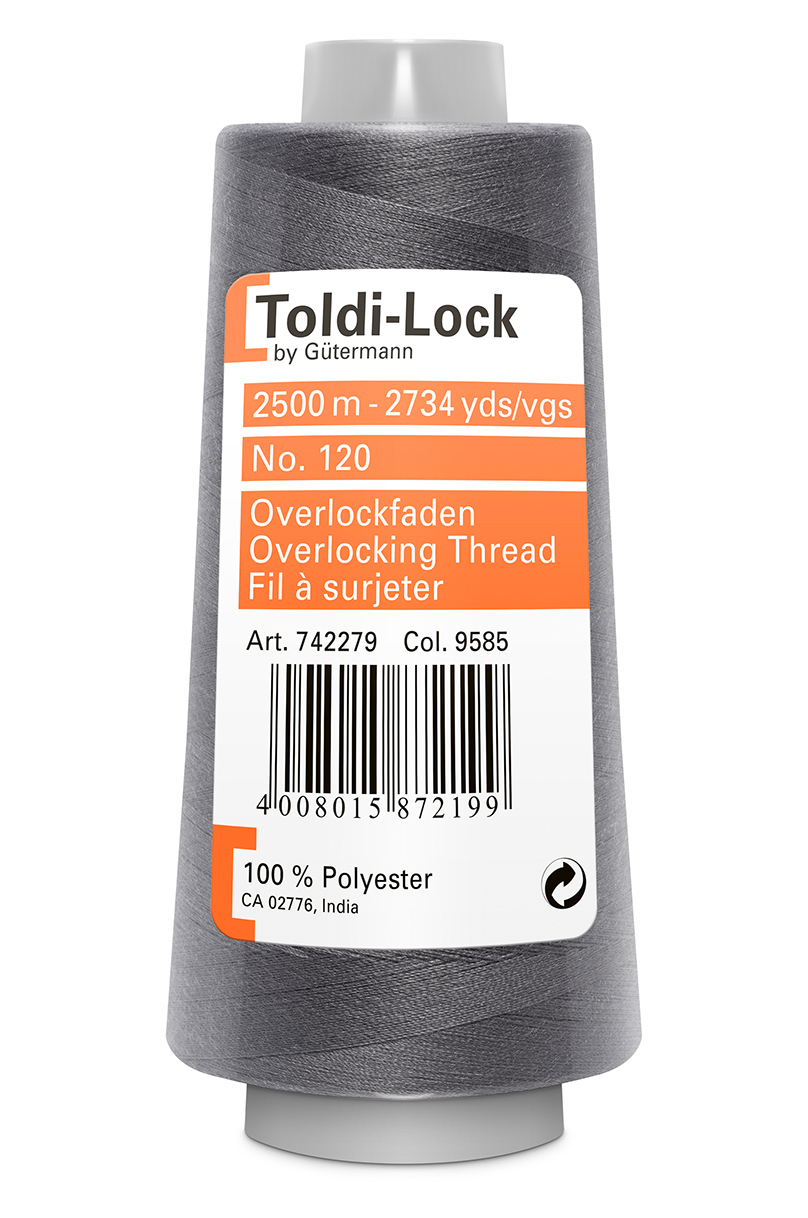 Toldi-Lock Mørk grå overlock tråd 2500m