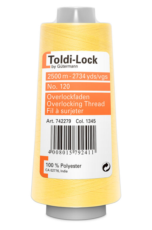 Toldi-Lock solgul lys overlock tråd 2500m