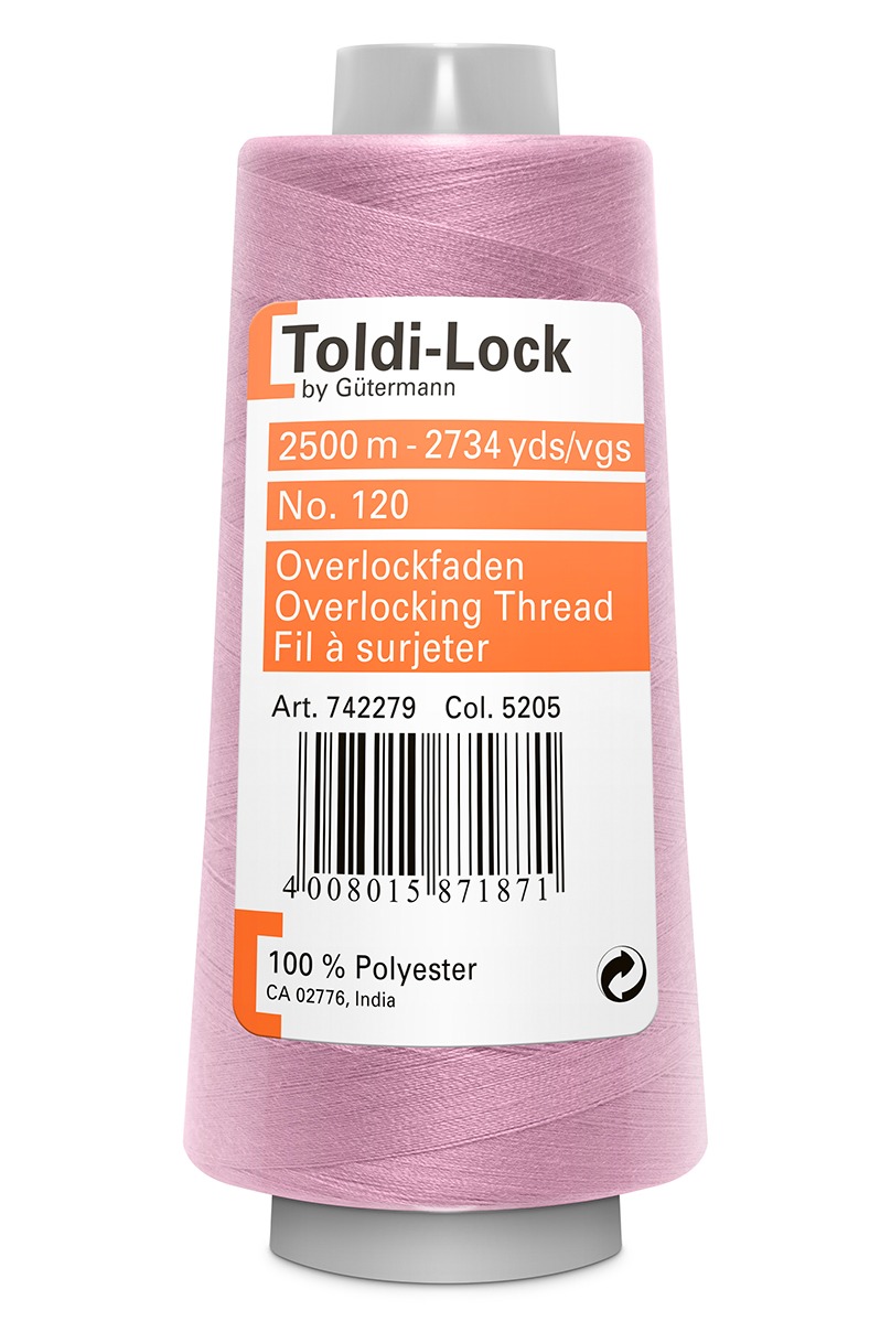 Toldi-Lock rosa overlock tråd 2500m