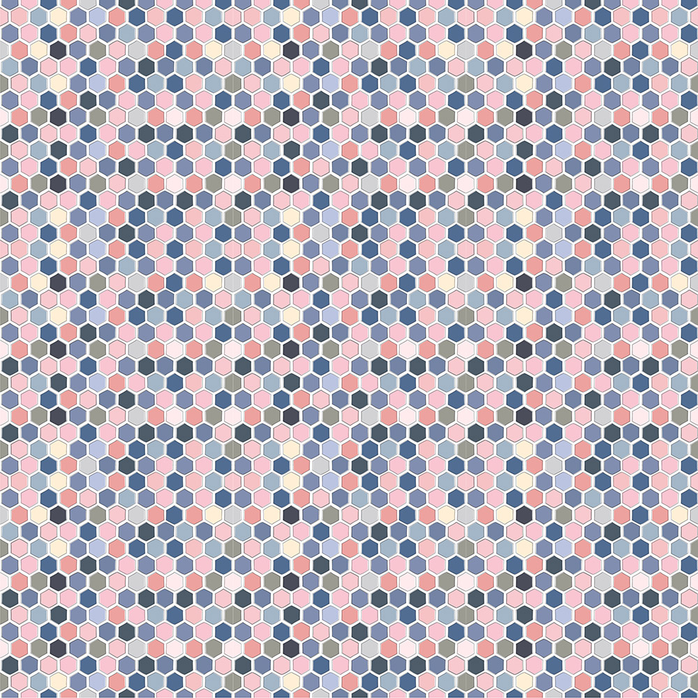 River navy, hexagon i rosa og blått