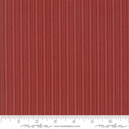 Lyse striper og ziggzagg på rød bunn, Jos Shirting, bit 0,6 m