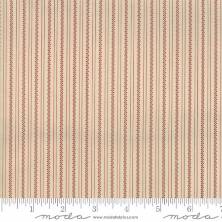 Røde striper og ziggzagg på lys bunn, Jos Shirting, bit 2 m