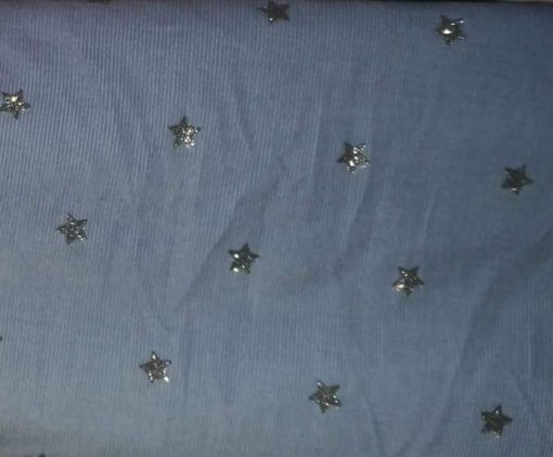 Babyfløyel i lys blå med sølv stjerner