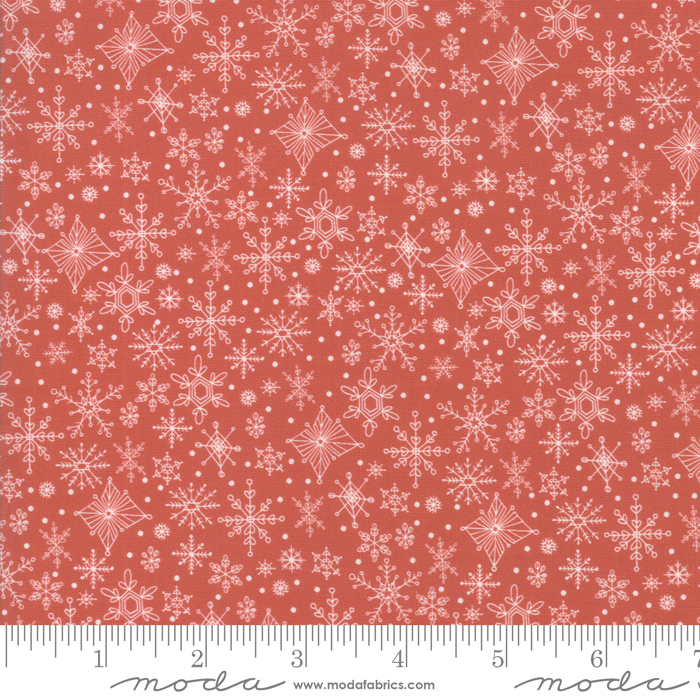 TSW Snowflakes Red -Rød bunn, hvite krystaller