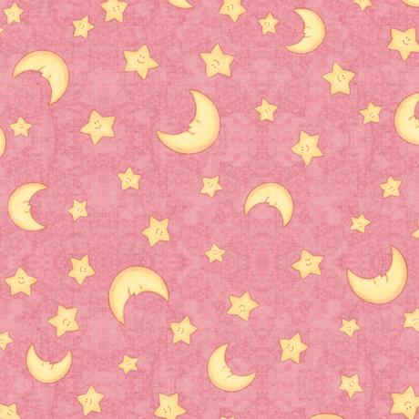 Moon & Stars på rosa bunn