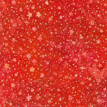 Batikk, Stjerner med gulltrykk på rød bunn