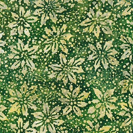 Batikk, Julestjerne i gråtoner på grønn bunn med gulltrykk