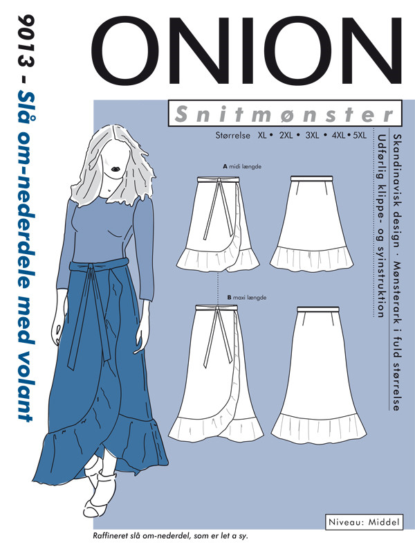Onion 9013 Slå om-nederdele med volant, store størrelser