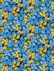 Små gule og blå blomster, Madison, bit 50 cm