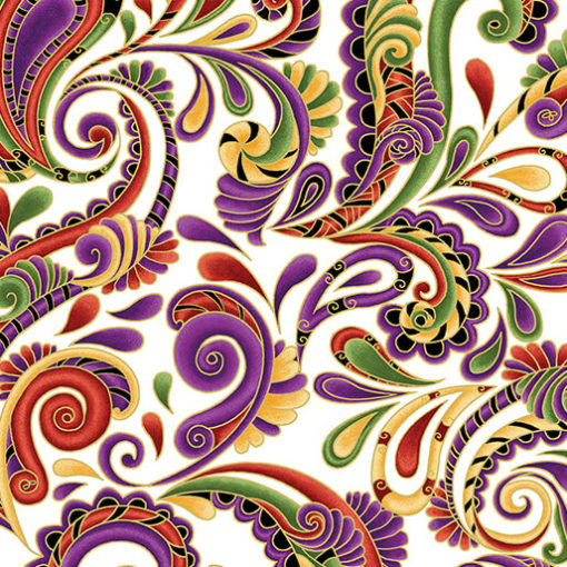 Swirl Paisley Sunset/White