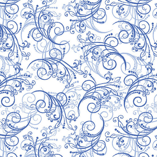 Dancing Scroll White/Blue