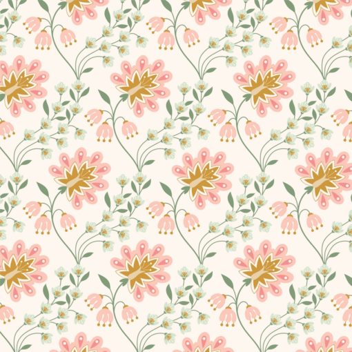 Vintage charm, lys rosa bunn med blomster.