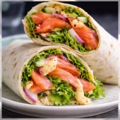 Wrap med røkt laks og chillimajones