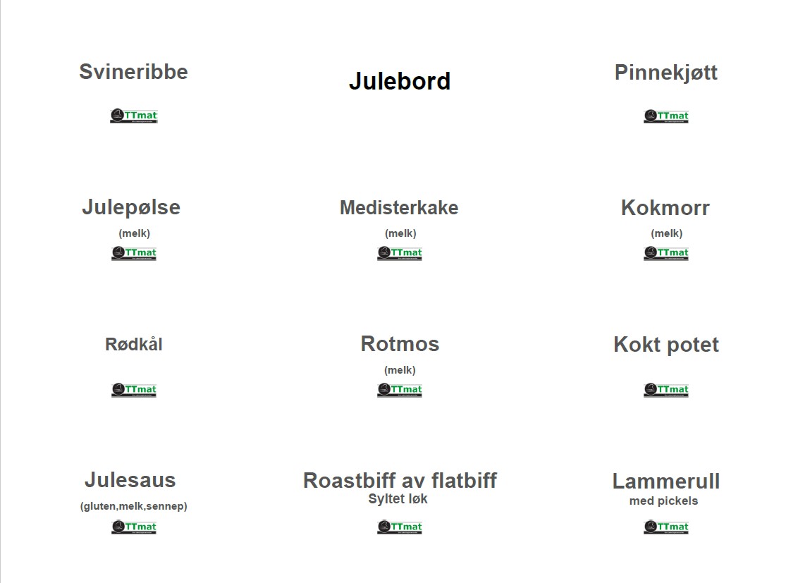 Merkelapper til julemat