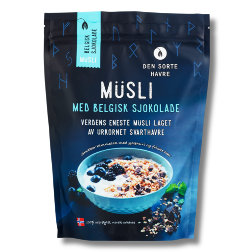 Müsli med Belgisk sjokolade Den sorte havre