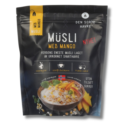 Müsli med mango Den sorte havre