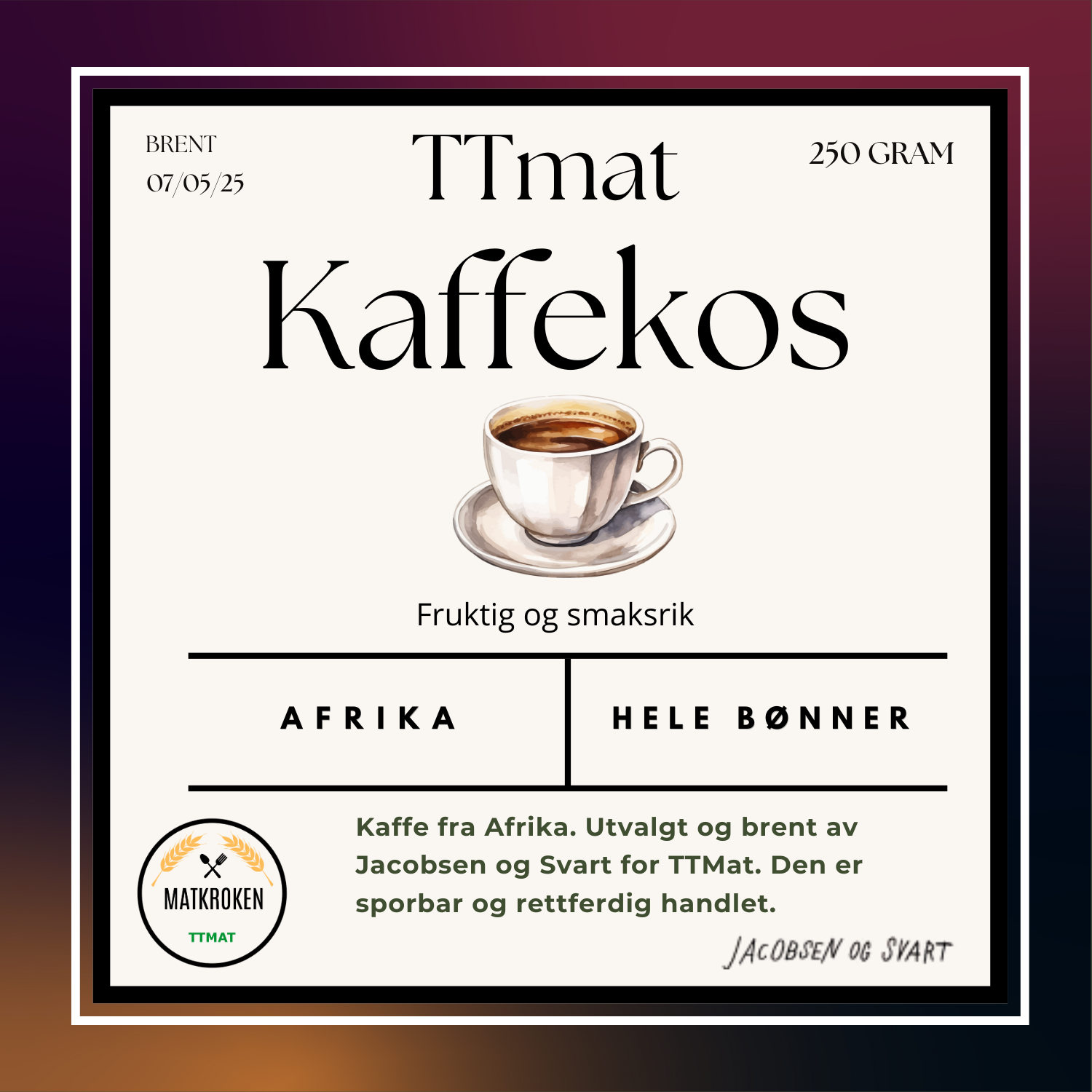 Kaffekos hele bønner