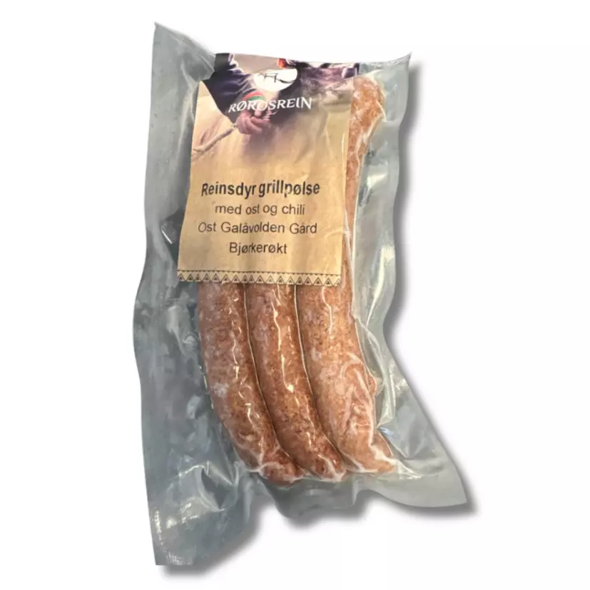 Reinsdyr grillpølse ost/chili fra Rørosmat