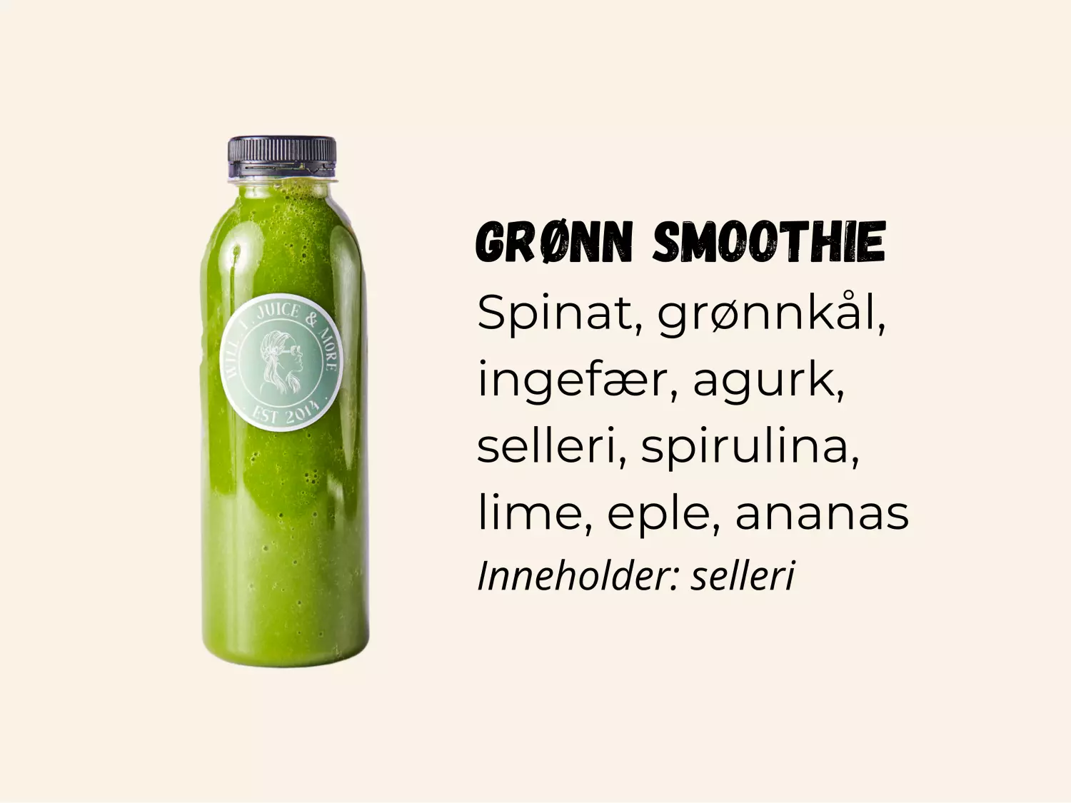 Grønn Smoothie 250ml flaske