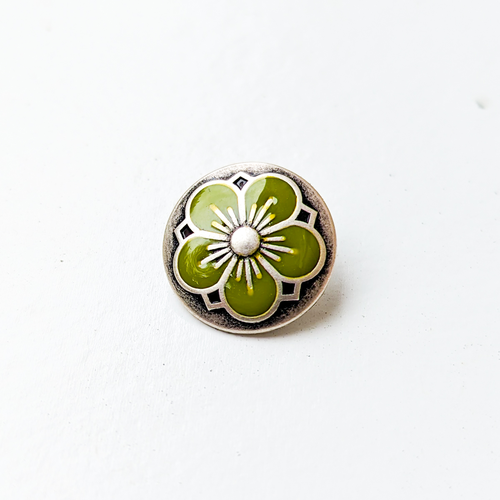 Kofteknapp - Blomst 15 mm - Olivengrønn