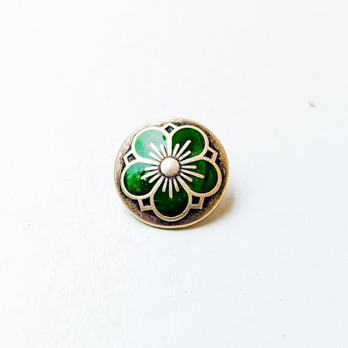 Kofteknapp - Blomst 15 mm - Mørk grønn