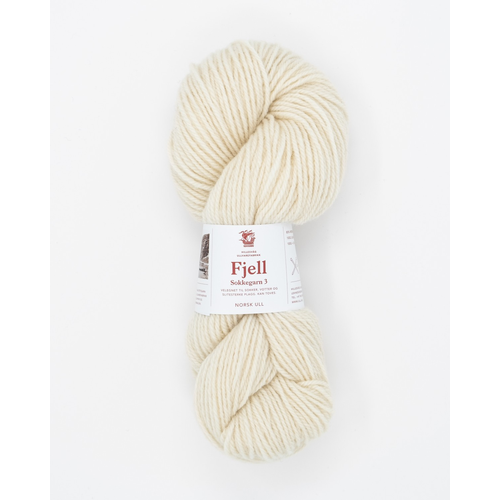 Hillesvåg Fjell sokkegarn 100 Ubleket hvit