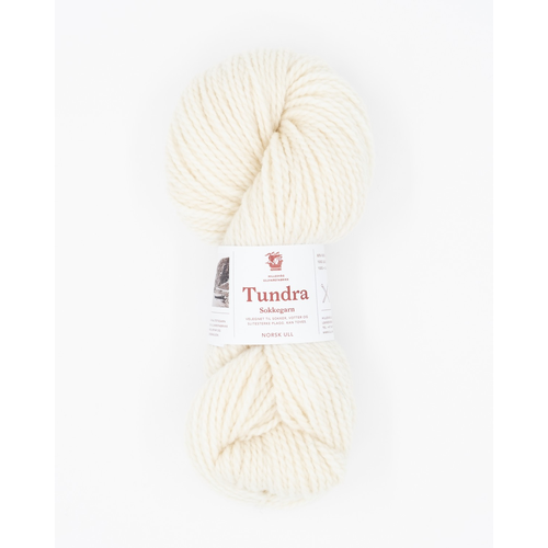 Hillesvåg Tundra sokkegarn 100 Ubleket hvit