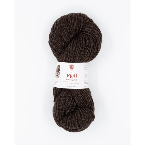 Hillesvåg Fjell sokkegarn 586 Melert mørk brun