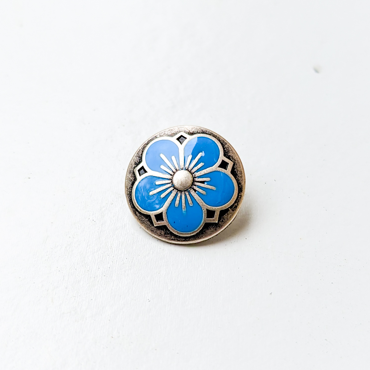 Kofteknapp - Blomst 18 mm - Turkisblå
