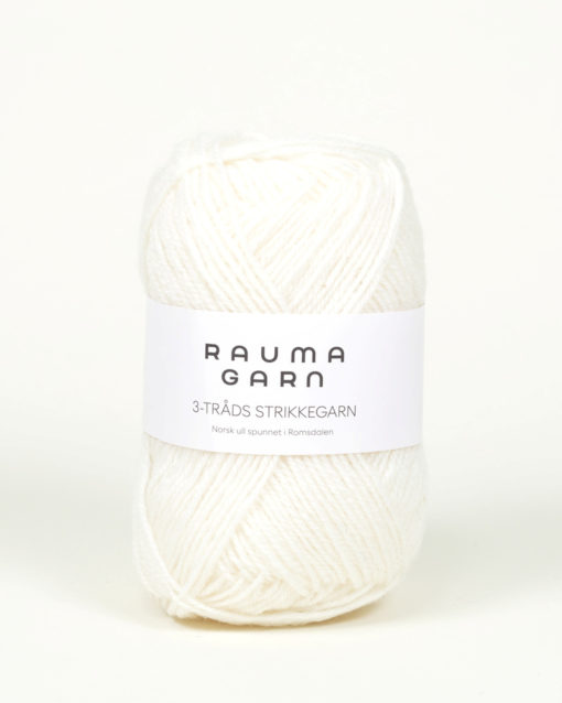 Rauma 3-Tr. Strikkegarn 100 Hvit