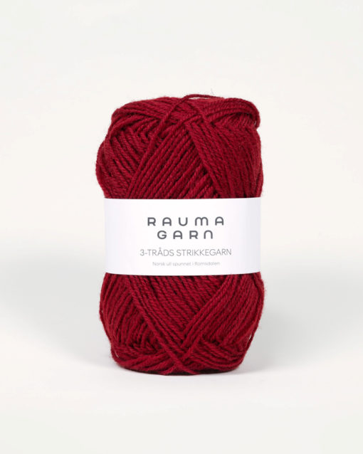 Rauma 3-Tr. Strikkegarn 128 Vinrød