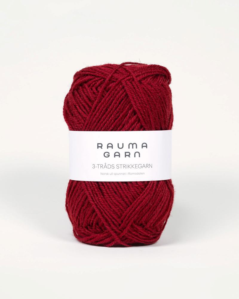 Rauma 3-Tr. Strikkegarn 128 Vinrød