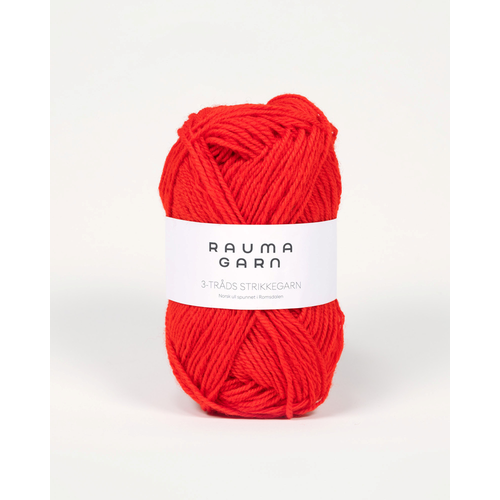 Rauma 3-Tr. Strikkegarn 124 Rød