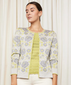 Oleana 809D L  Hildegunn cardigan - grå/gul