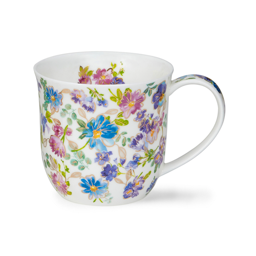 Cumbrae Belles fleurs - blå - med gulldetaljer