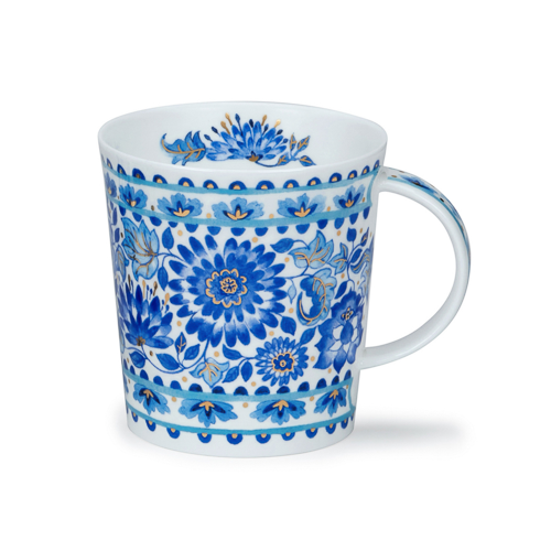 Lomond Delft blue - Chrysantemum - med gulldetaljer