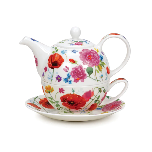 Tea-4-1 - Tekanne og kopp med skål - Wild garden