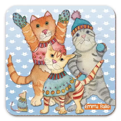 Emma Ball - Coaster - glassbrikke - Three Kittens