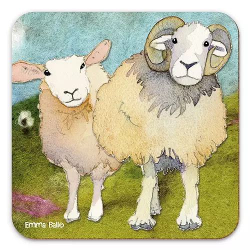 Emma Ball - Coaster - glassbrikke - Two sheep