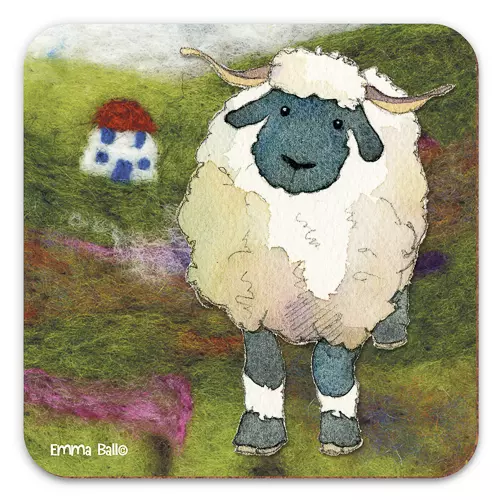 Emma Ball - Coaster - glassbrikke - Sheep & cottage