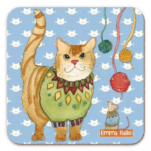 Emma Ball - Coaster - glassbrikke - Kitten and Mousie